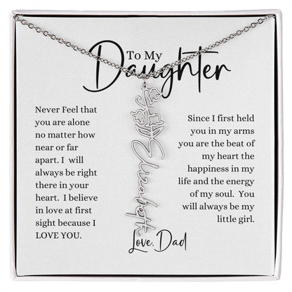 ELEGANCE IN BLOOM:  SILVER OR GOLD BIRTH FLOWER NAME NECKLACE WITH PENDANT