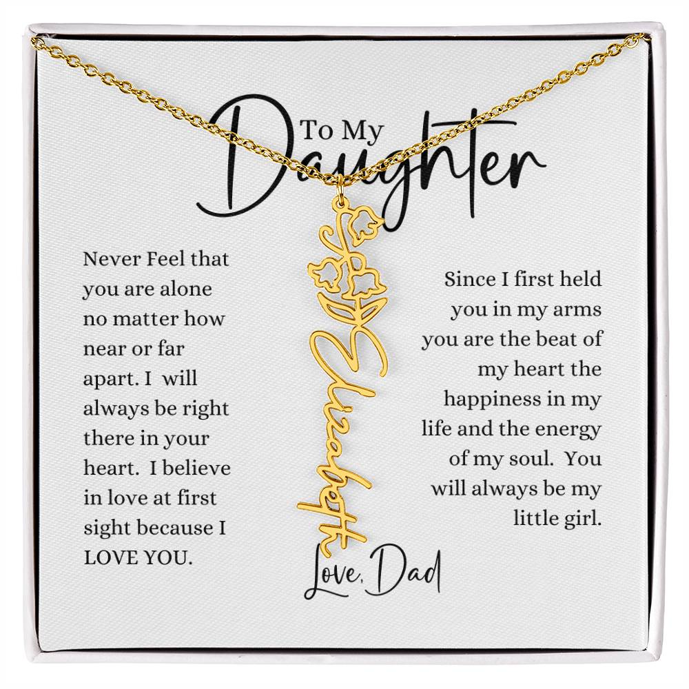 ELEGANCE IN BLOOM:  SILVER OR GOLD BIRTH FLOWER NAME NECKLACE WITH PENDANT
