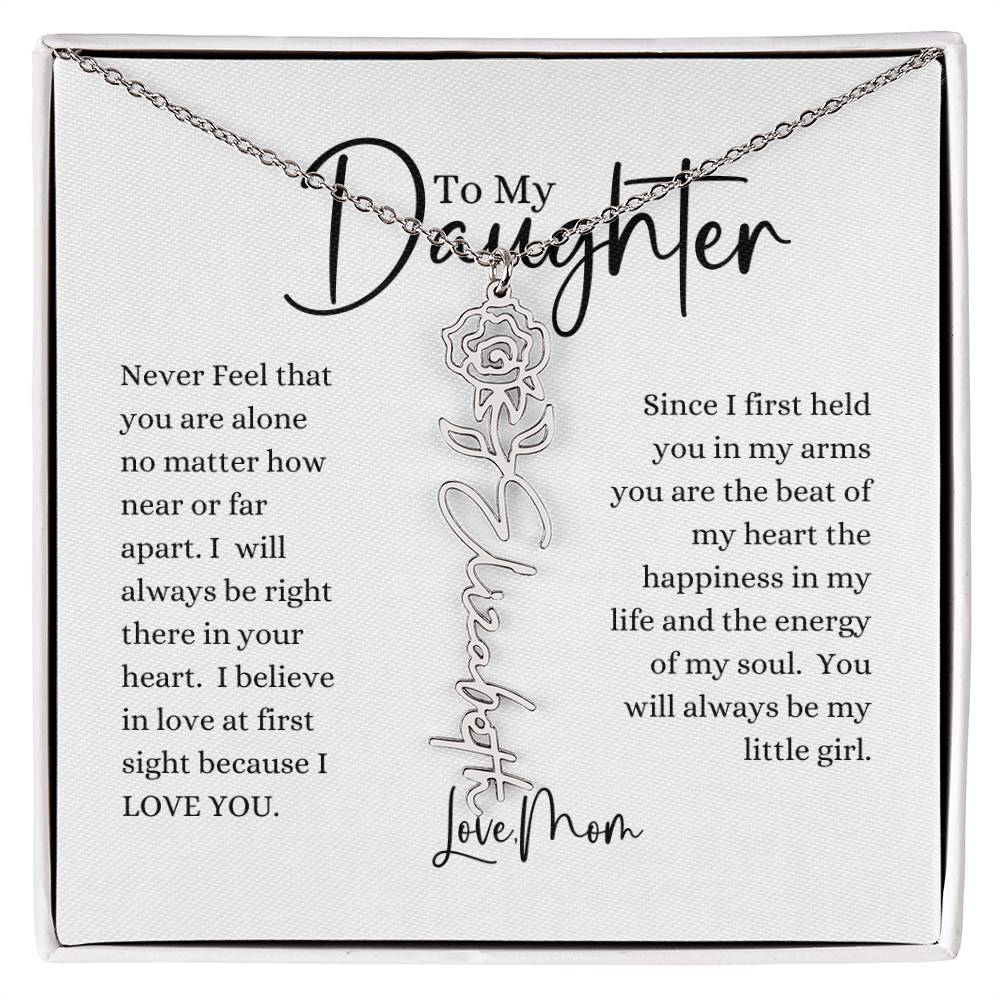 ELEGANCE IN BLOOM : SILVER OR GOLD BIRTH FLOWER NAME NECKLACE WITH PENDANT