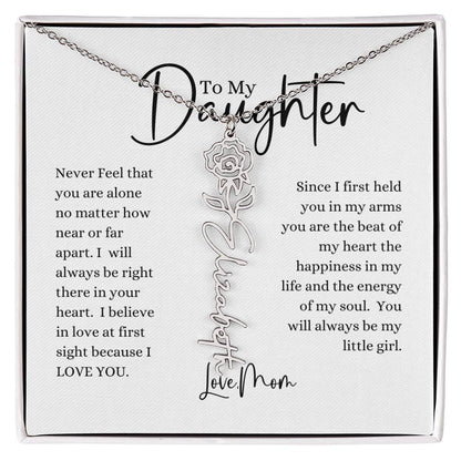 ELEGANCE IN BLOOM : SILVER OR GOLD BIRTH FLOWER NAME NECKLACE WITH PENDANT