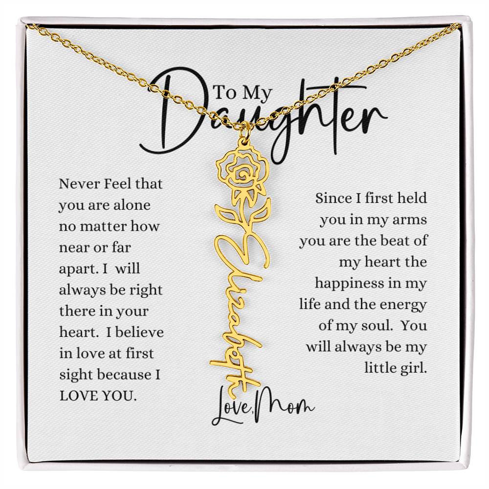 ELEGANCE IN BLOOM : SILVER OR GOLD BIRTH FLOWER NAME NECKLACE WITH PENDANT