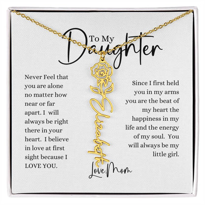 ELEGANCE IN BLOOM : SILVER OR GOLD BIRTH FLOWER NAME NECKLACE WITH PENDANT