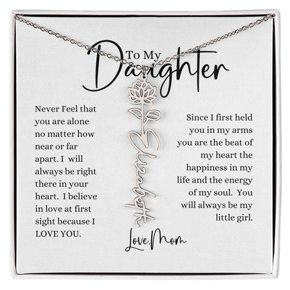 ELEGANCE IN BLOOM : SILVER OR GOLD BIRTH FLOWER NAME NECKLACE WITH PENDANT