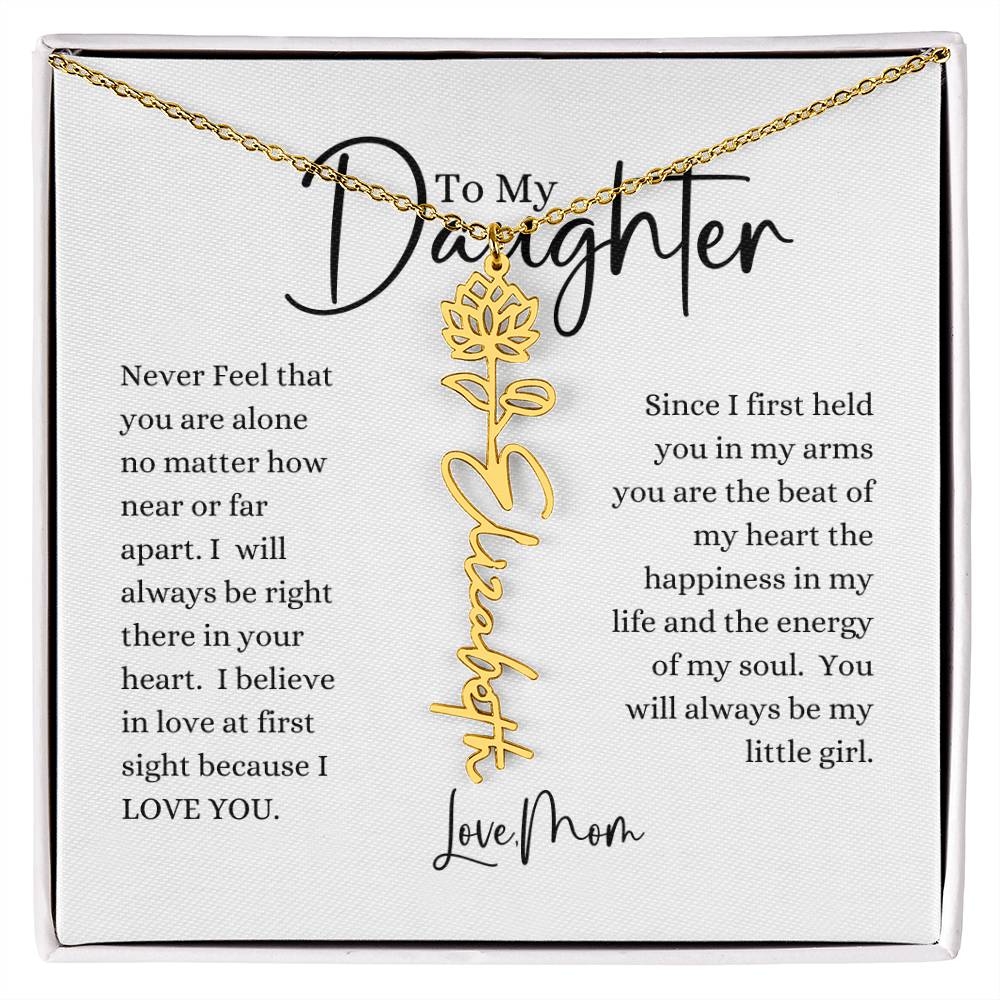 ELEGANCE IN BLOOM : SILVER OR GOLD BIRTH FLOWER NAME NECKLACE WITH PENDANT