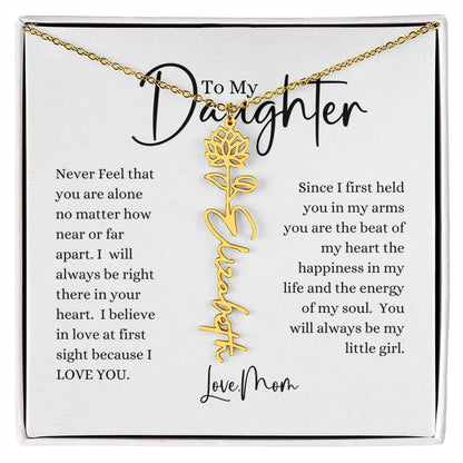 ELEGANCE IN BLOOM : SILVER OR GOLD BIRTH FLOWER NAME NECKLACE WITH PENDANT