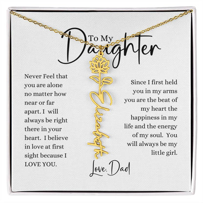 ELEGANCE IN BLOOM:  SILVER OR GOLD BIRTH FLOWER NAME NECKLACE WITH PENDANT
