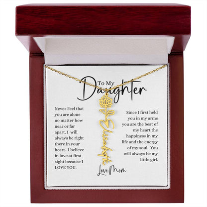 ELEGANCE IN BLOOM : SILVER OR GOLD BIRTH FLOWER NAME NECKLACE WITH PENDANT