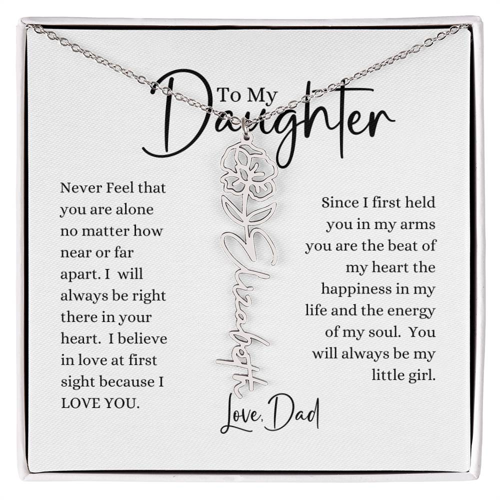 ELEGANCE IN BLOOM:  SILVER OR GOLD BIRTH FLOWER NAME NECKLACE WITH PENDANT