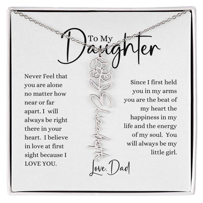 ELEGANCE IN BLOOM:  SILVER OR GOLD BIRTH FLOWER NAME NECKLACE WITH PENDANT