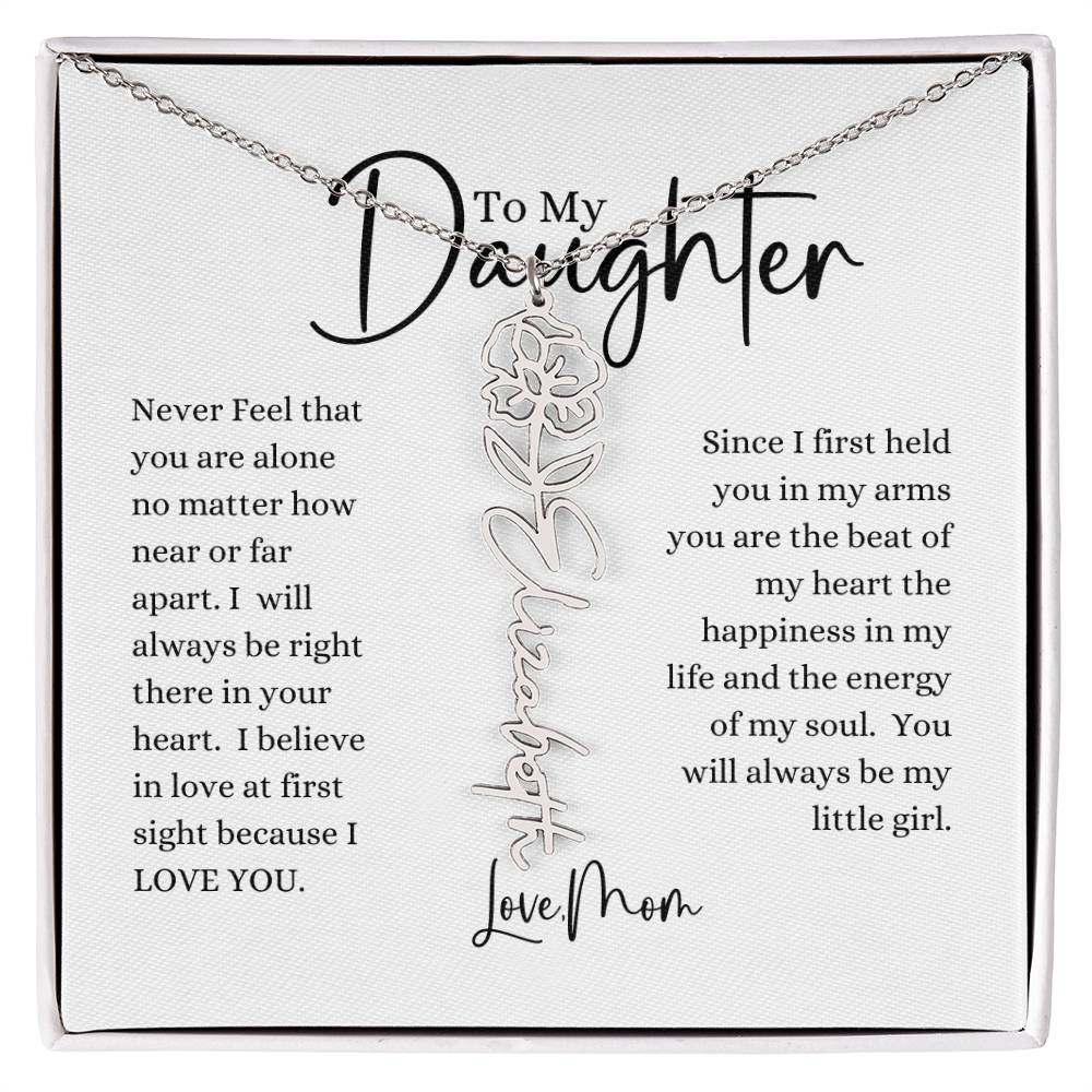 ELEGANCE IN BLOOM : SILVER OR GOLD BIRTH FLOWER NAME NECKLACE WITH PENDANT