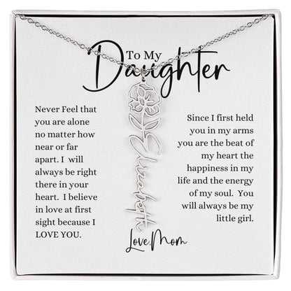ELEGANCE IN BLOOM : SILVER OR GOLD BIRTH FLOWER NAME NECKLACE WITH PENDANT