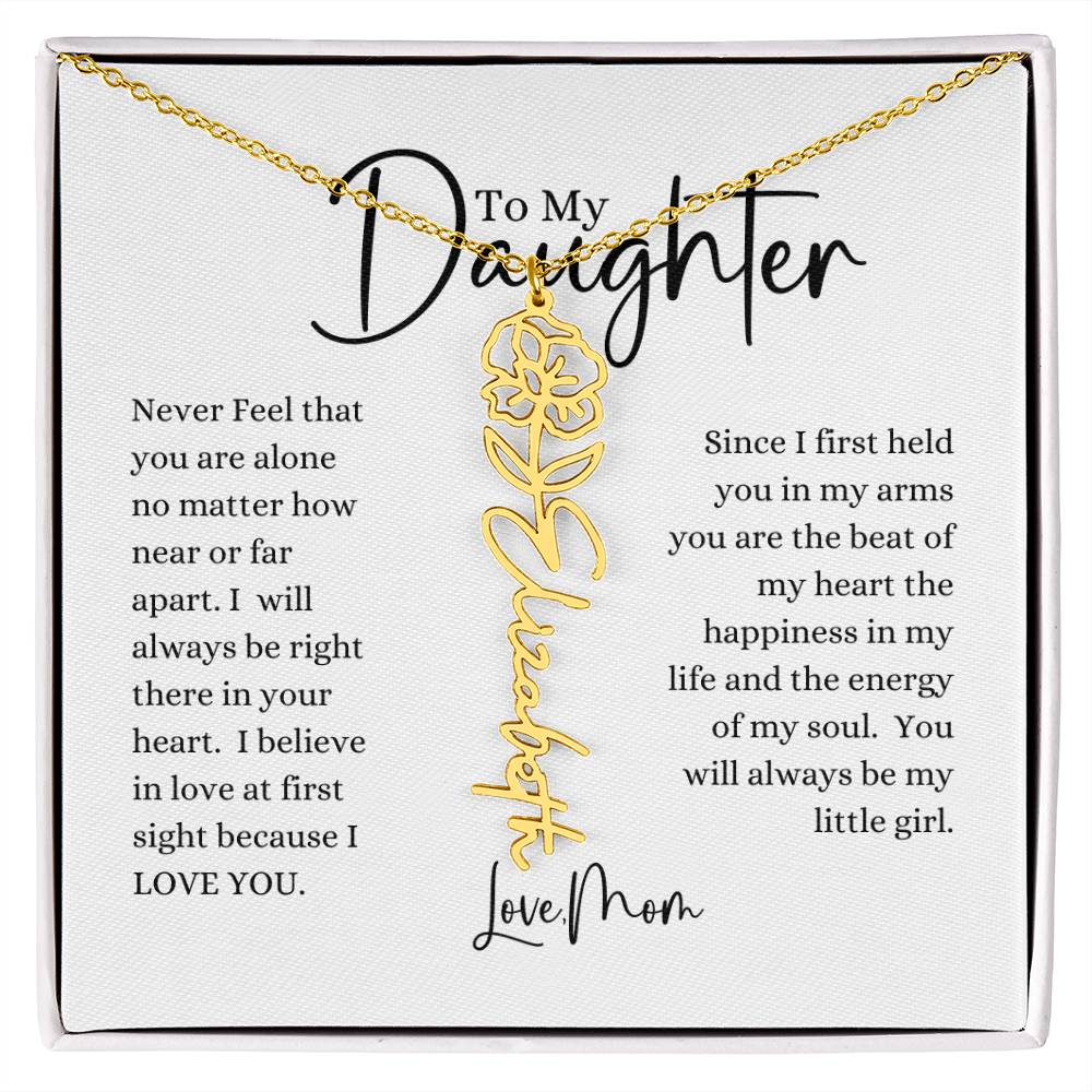 ELEGANCE IN BLOOM : SILVER OR GOLD BIRTH FLOWER NAME NECKLACE WITH PENDANT