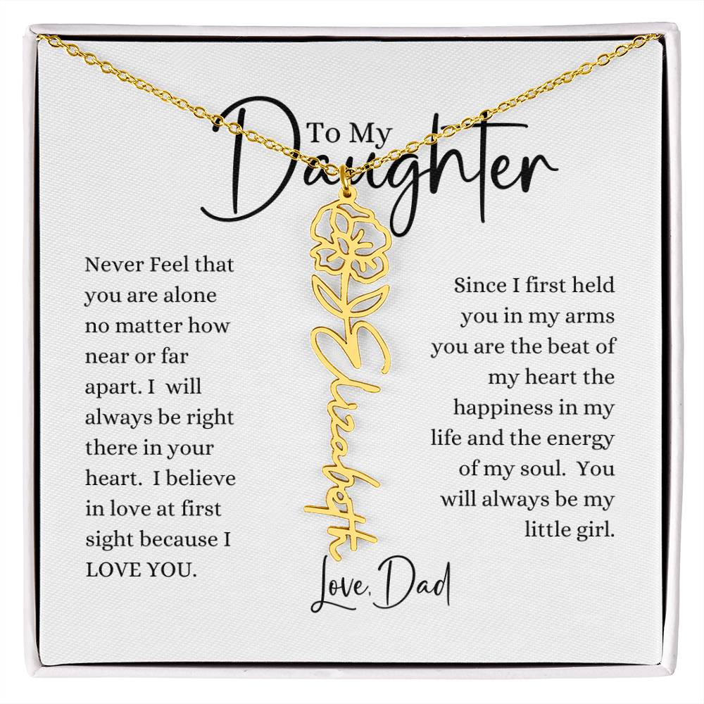 ELEGANCE IN BLOOM:  SILVER OR GOLD BIRTH FLOWER NAME NECKLACE WITH PENDANT