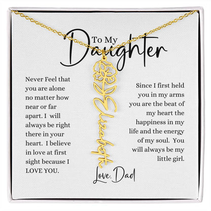 ELEGANCE IN BLOOM:  SILVER OR GOLD BIRTH FLOWER NAME NECKLACE WITH PENDANT