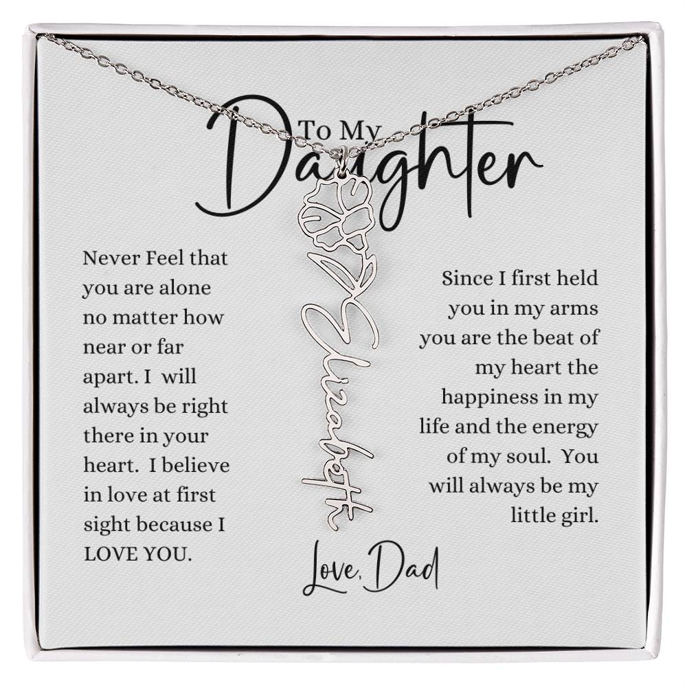 ELEGANCE IN BLOOM:  SILVER OR GOLD BIRTH FLOWER NAME NECKLACE WITH PENDANT