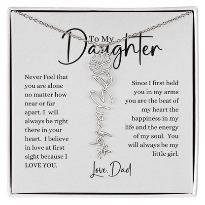 ELEGANCE IN BLOOM:  SILVER OR GOLD BIRTH FLOWER NAME NECKLACE WITH PENDANT
