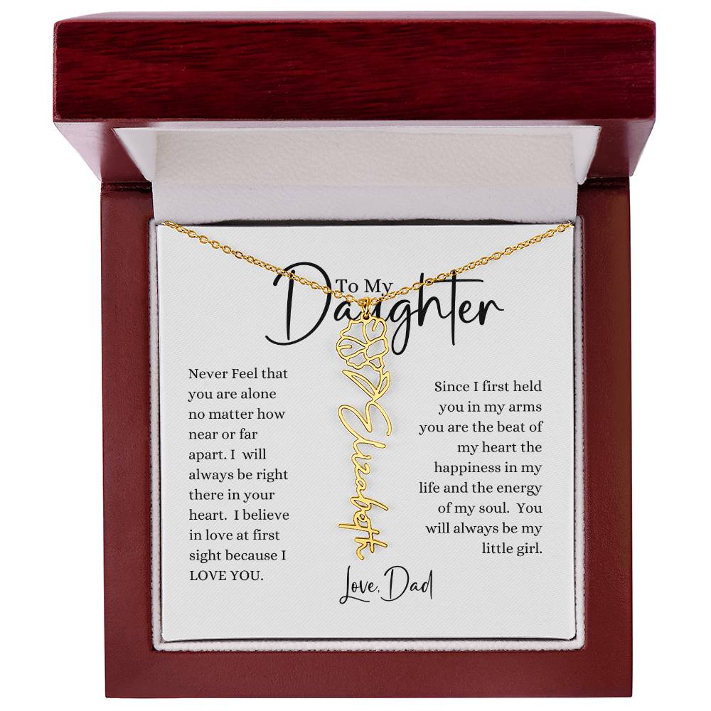 ELEGANCE IN BLOOM:  SILVER OR GOLD BIRTH FLOWER NAME NECKLACE WITH PENDANT