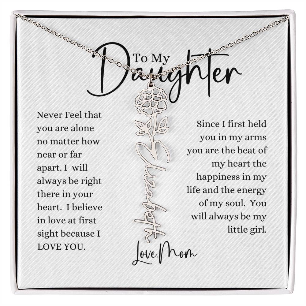 ELEGANCE IN BLOOM : SILVER OR GOLD BIRTH FLOWER NAME NECKLACE WITH PENDANT