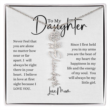 ELEGANCE IN BLOOM : SILVER OR GOLD BIRTH FLOWER NAME NECKLACE WITH PENDANT