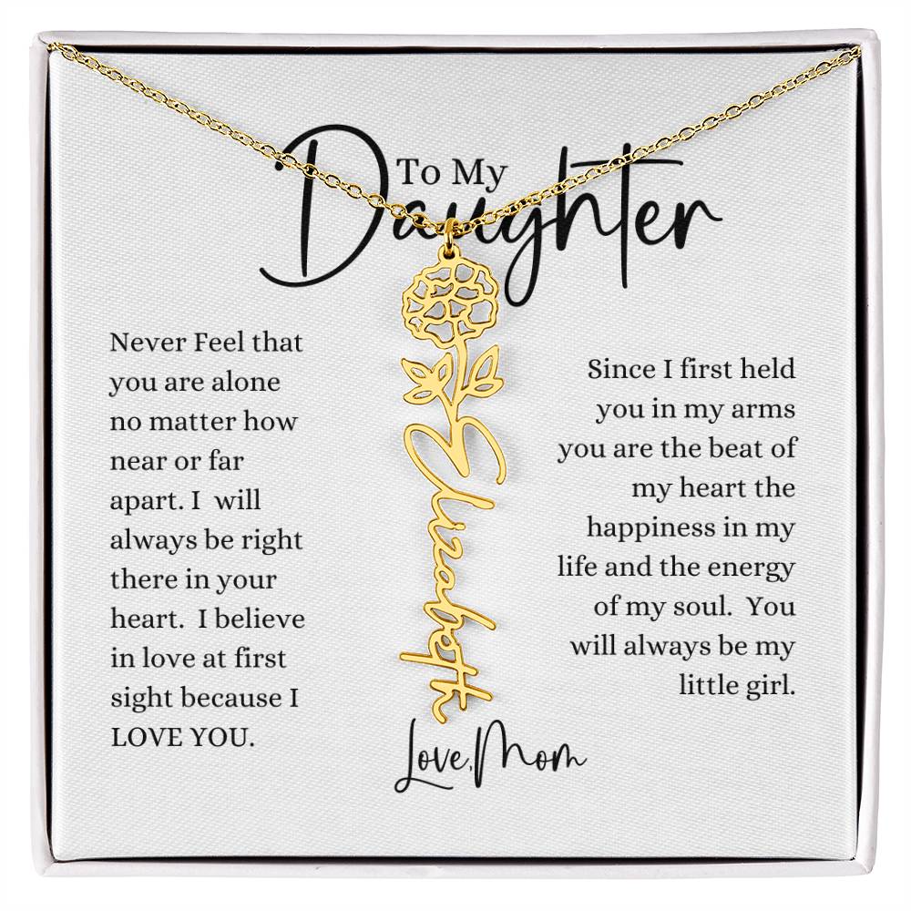 ELEGANCE IN BLOOM : SILVER OR GOLD BIRTH FLOWER NAME NECKLACE WITH PENDANT