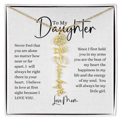 ELEGANCE IN BLOOM : SILVER OR GOLD BIRTH FLOWER NAME NECKLACE WITH PENDANT
