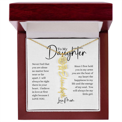 ELEGANCE IN BLOOM : SILVER OR GOLD BIRTH FLOWER NAME NECKLACE WITH PENDANT