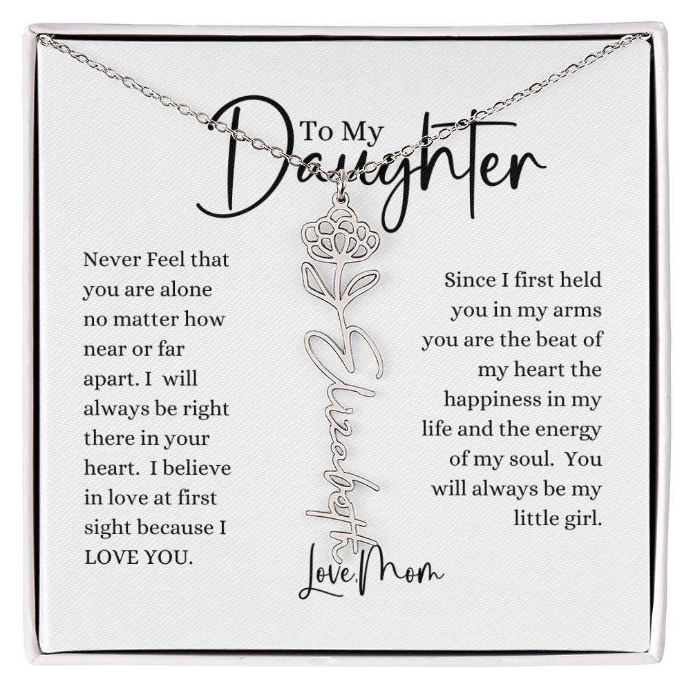 ELEGANCE IN BLOOM : SILVER OR GOLD BIRTH FLOWER NAME NECKLACE WITH PENDANT