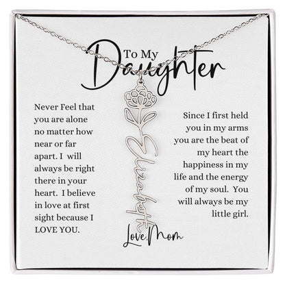 ELEGANCE IN BLOOM : SILVER OR GOLD BIRTH FLOWER NAME NECKLACE WITH PENDANT