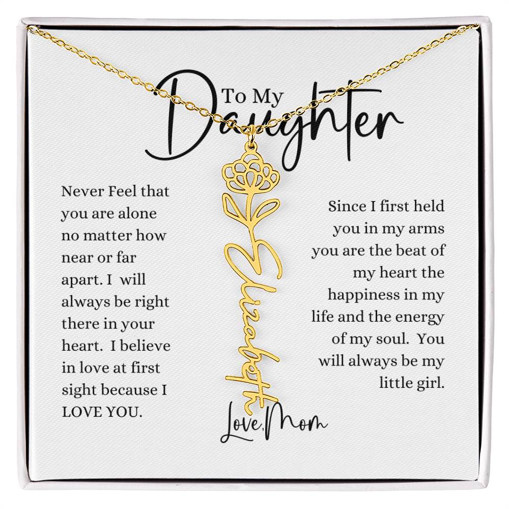ELEGANCE IN BLOOM : SILVER OR GOLD BIRTH FLOWER NAME NECKLACE WITH PENDANT
