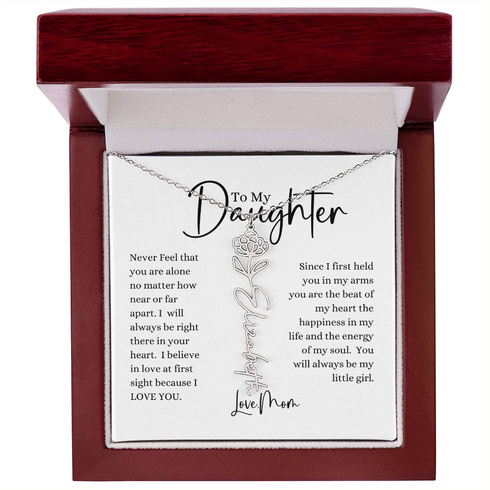 ELEGANCE IN BLOOM : SILVER OR GOLD BIRTH FLOWER NAME NECKLACE WITH PENDANT