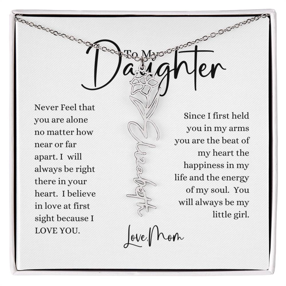 ELEGANCE IN BLOOM : SILVER OR GOLD BIRTH FLOWER NAME NECKLACE WITH PENDANT