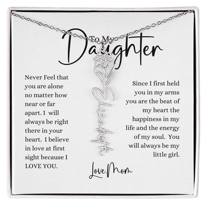 ELEGANCE IN BLOOM : SILVER OR GOLD BIRTH FLOWER NAME NECKLACE WITH PENDANT