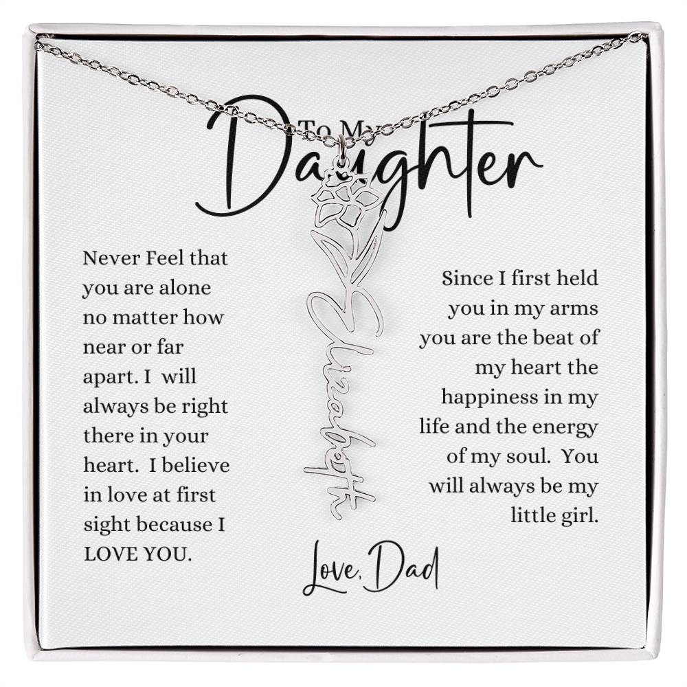 ELEGANCE IN BLOOM:  SILVER OR GOLD BIRTH FLOWER NAME NECKLACE WITH PENDANT