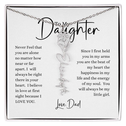 ELEGANCE IN BLOOM:  SILVER OR GOLD BIRTH FLOWER NAME NECKLACE WITH PENDANT