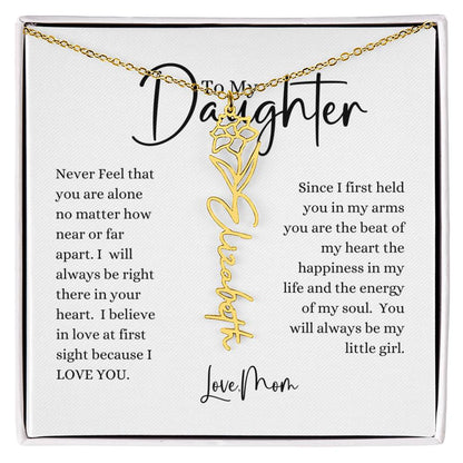 ELEGANCE IN BLOOM : SILVER OR GOLD BIRTH FLOWER NAME NECKLACE WITH PENDANT