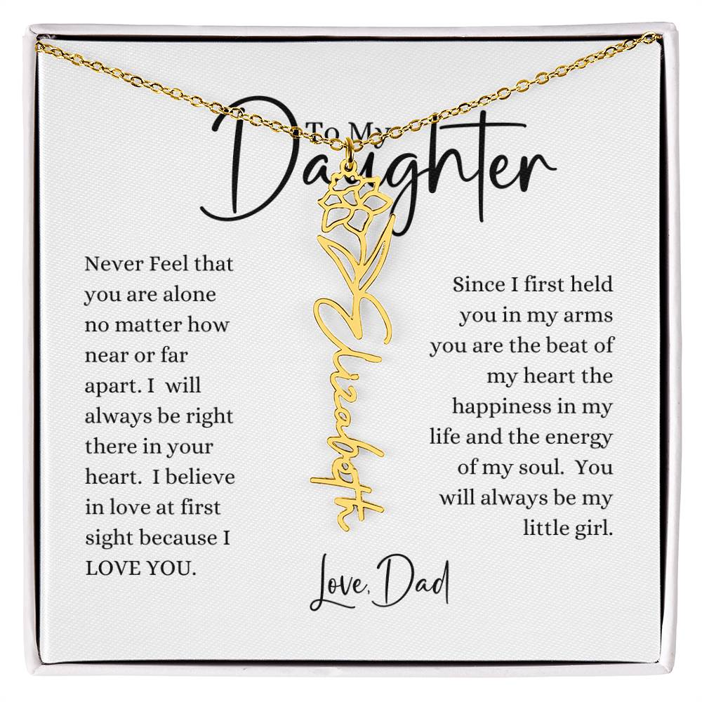 ELEGANCE IN BLOOM:  SILVER OR GOLD BIRTH FLOWER NAME NECKLACE WITH PENDANT