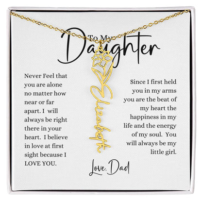 ELEGANCE IN BLOOM:  SILVER OR GOLD BIRTH FLOWER NAME NECKLACE WITH PENDANT
