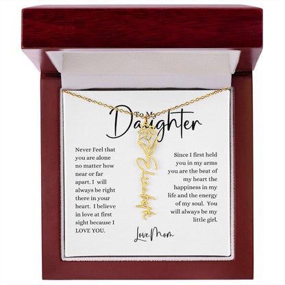 ELEGANCE IN BLOOM : SILVER OR GOLD BIRTH FLOWER NAME NECKLACE WITH PENDANT