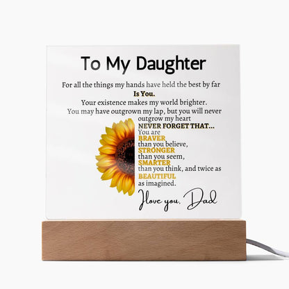 A HEARTFELT PLAQUE FROM DAD, A TIMELESS REMINDER OF YOUR STRENGTH AND MY ENDLESS AFFECTION."