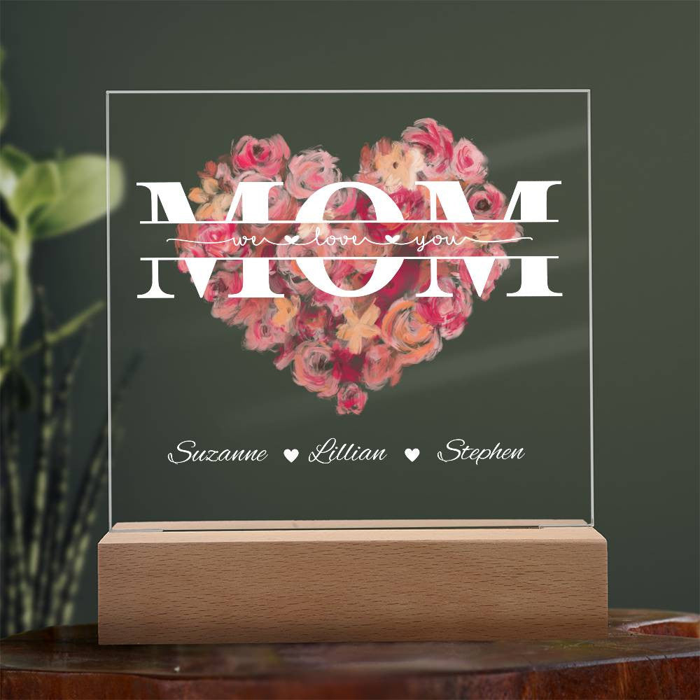 Mom (Soft Flower) Personalized Acrylic Plaque