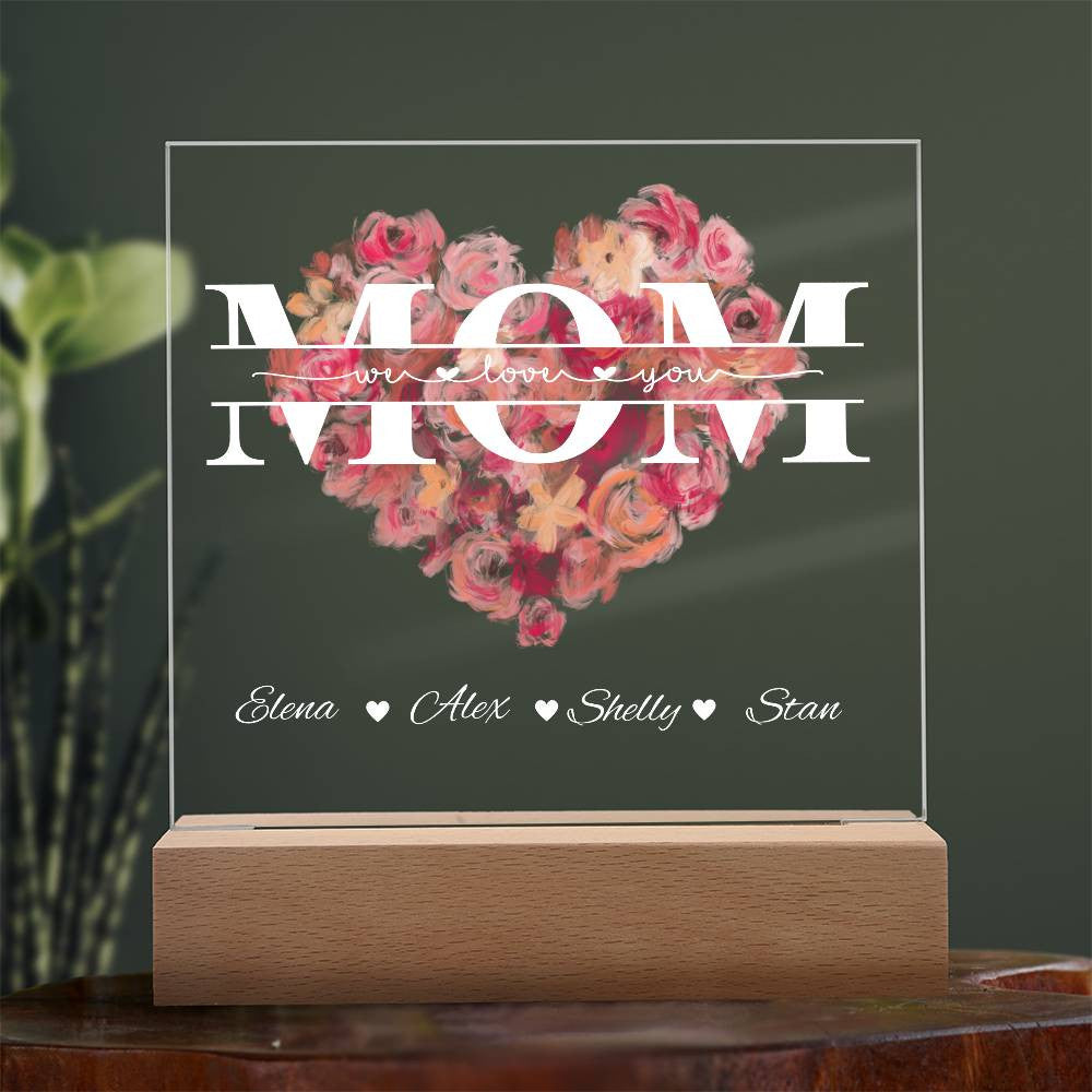 Mom (Soft Flower) Personalized Acrylic Plaque