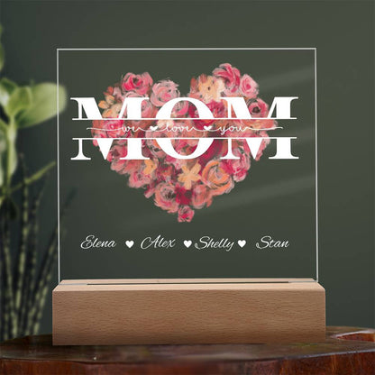Mom (Soft Flower) Personalized Acrylic Plaque