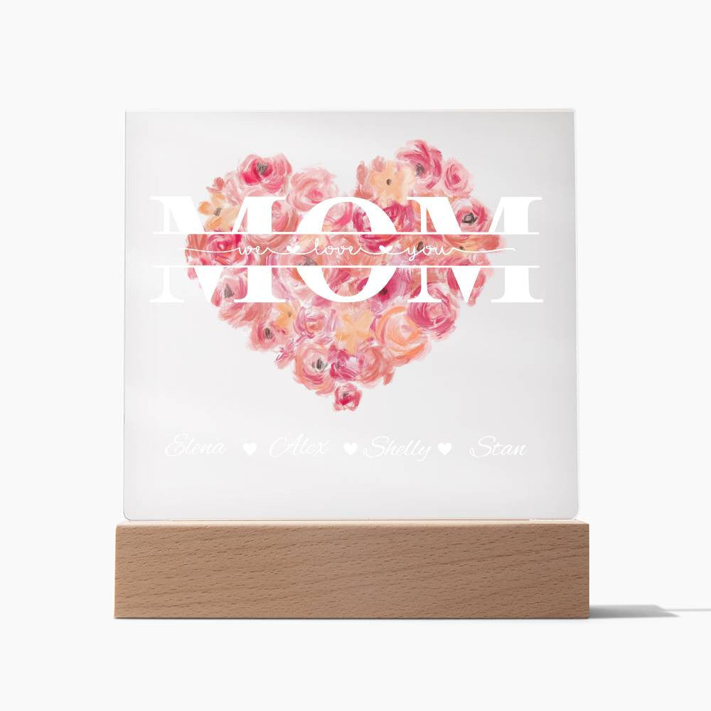 Mom (Soft Flower) Personalized Acrylic Plaque