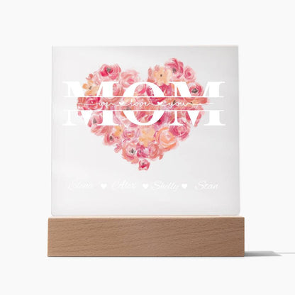 Mom (Soft Flower) Personalized Acrylic Plaque