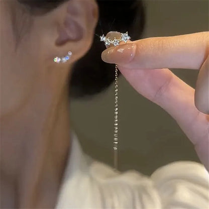 LONG TASSEL THREAD CHAIN EARRINGS
