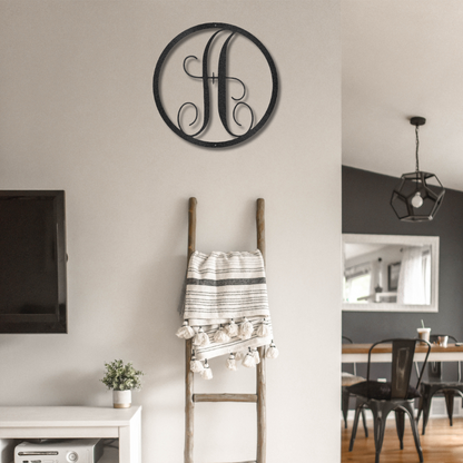Personalized Initial Circle Sign – Metal Monogram Wall Decor