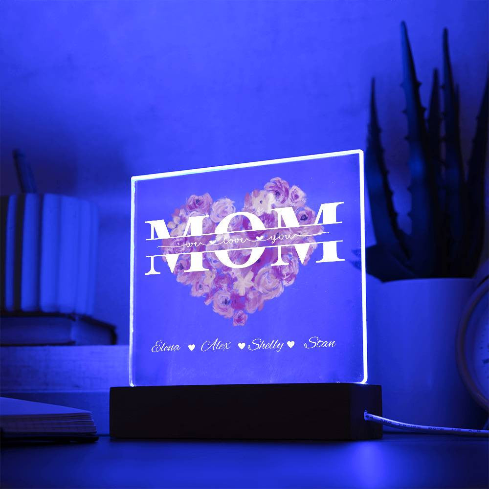 Mom (Soft Flower) Personalized Acrylic Plaque