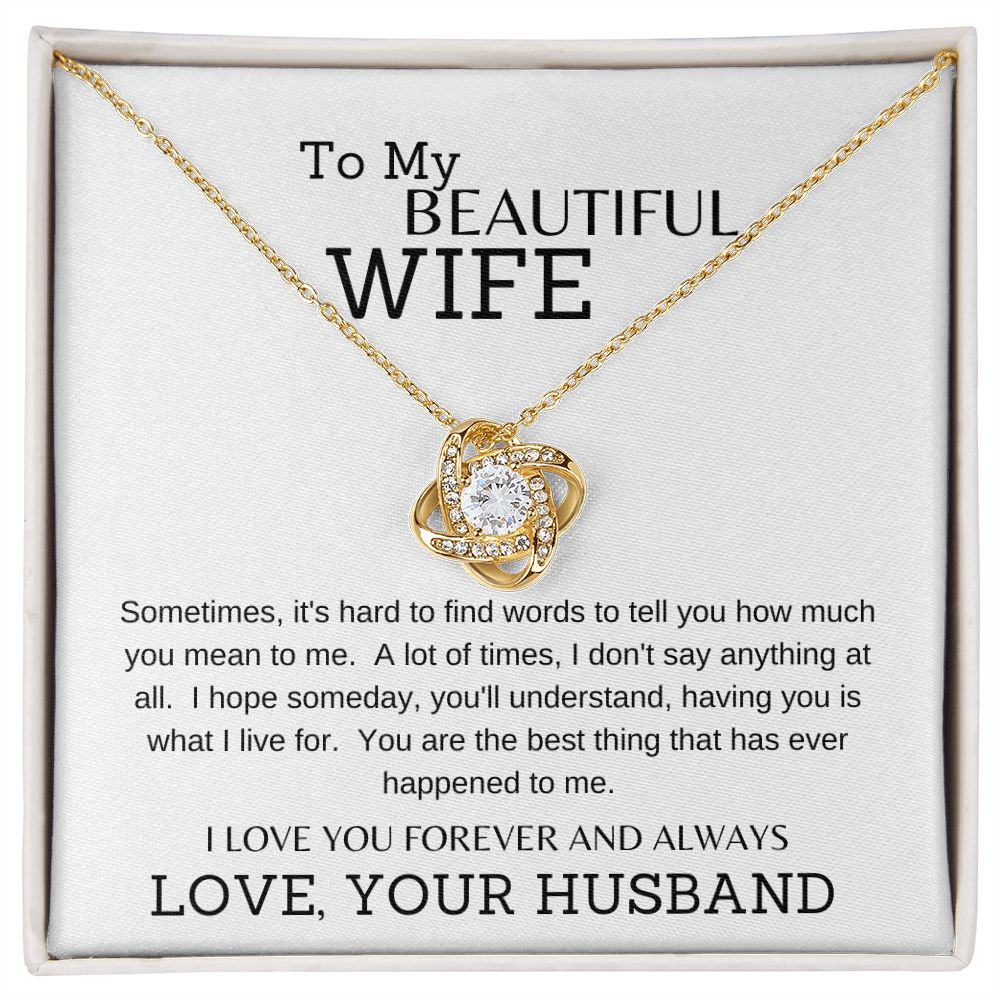 LOVE KNOT NECKLACE | TO MY BEAUTIFUL WIFE | SILVER OR GOLD | SHIPS FAST FROM THE USA