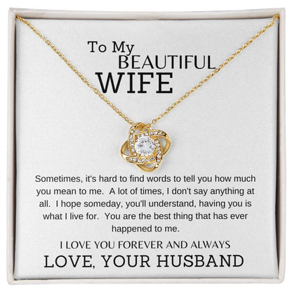 LOVE KNOT NECKLACE | TO MY BEAUTIFUL WIFE | SILVER OR GOLD | SHIPS FAST FROM THE USA
