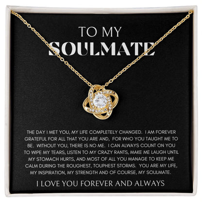 LOVE KNOT NECKLACE| TO MY SOULMATE | SILVER OR GOLD | SHIPS FAST FROM THE USA